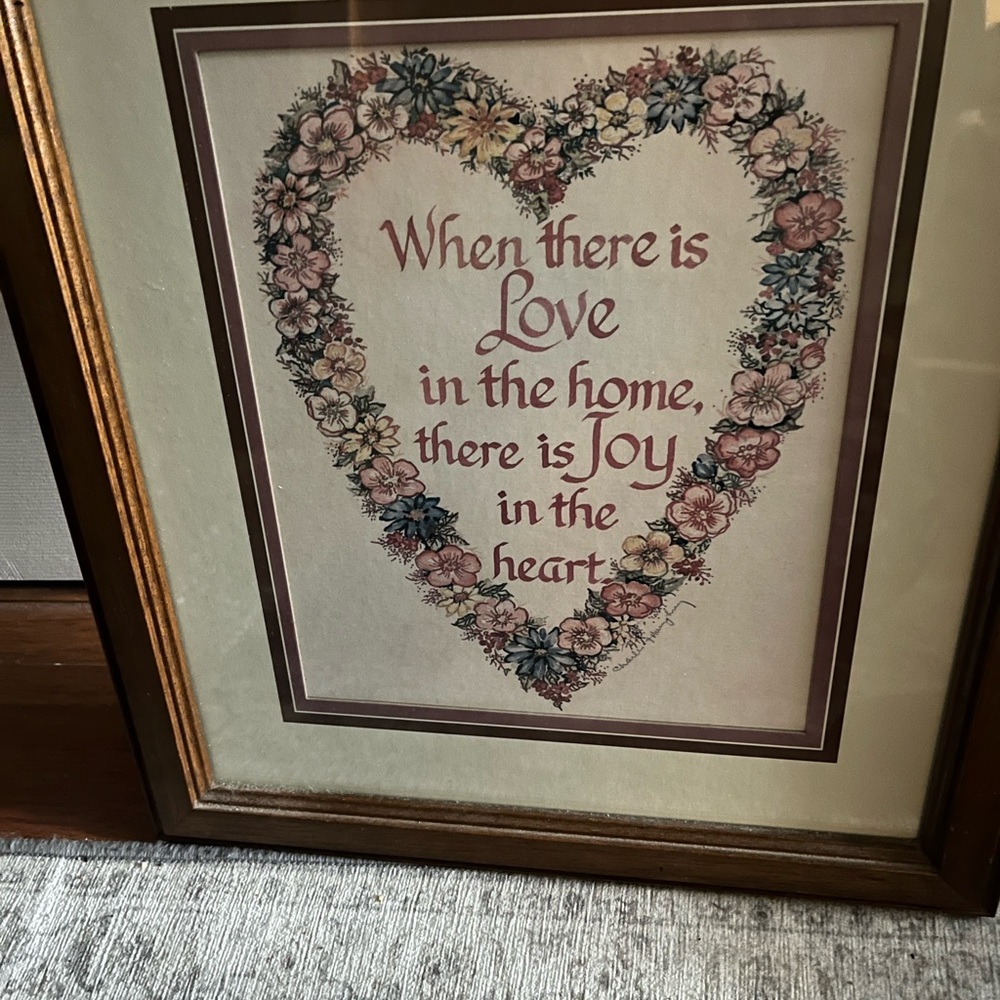 Home Interior Floral Heart Framed Art